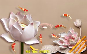 Hình gốc Cá Chép Hoa Sen 045TL – File in Tranh tường 3D