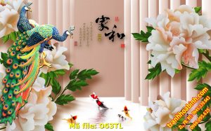 Hình gốc Chim Công Hoa Mẫu Đơn 063TL – File gốc in tranh 3D