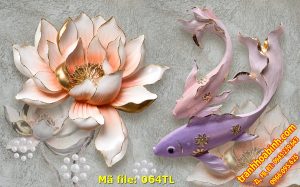 Hình gốc Cá Chép Hoa Sen 064TL – File gốc in tranh 3D