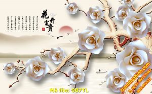 Tranh tường Hoa Hồng 087TL – File hình gốc in tranh 3D