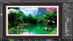 File Tranh Sơn Thủy Hữu Tình 32 - File gốc PSD tranh phong thủy