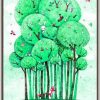 Tranh Hàng cây màu xanh 490TL - File gốc psd tranh in deco lụa kính 3D