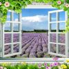 Cửa Sổ Vườn Hoa tím lavender 442 - File gốc tranh tường trang trí