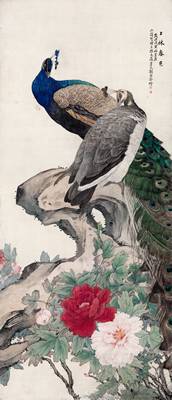 Đôi Chim Công Trong Rừng 466 – File gốc Tranh Phong Cảnh
