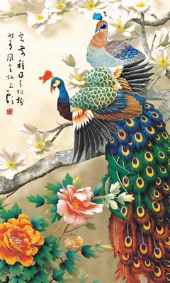 File tranh Chim Công Hoa Lan 503 - File gốc Tranh Phong Cảnh