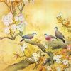 Chim Bồ Câu Hoa Mẫu Đơn 507 - File gốc Tranh Hoa Cỏ