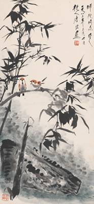 File tranh Chim Yến Trên Cành Trúc 560 – File gốc Tranh Hoa Cỏ