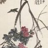Đôi Chim Trên cành Hoa Hồng 573 - File gốc Tranh Hoa Cỏ