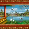 Hoa Sen Chim Hạc Hồ Nước 693 - File gốc PSD Tranh Phong Cảnh