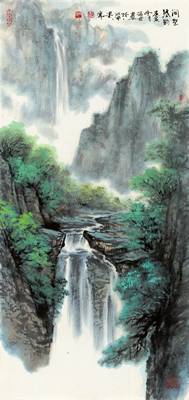 Tranh Thác Nước Trong Rừng Cây 831 – File gốc JPG Tranh Phong Cảnh