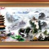 Tranh Rừng Núi Hươu Nai 834 - File gốc PSD Tranh Phong Thủy