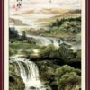 Mặt Trời Thác Nước Rừng Cây 843 - File gốc PSD Tranh Phong Cảnh